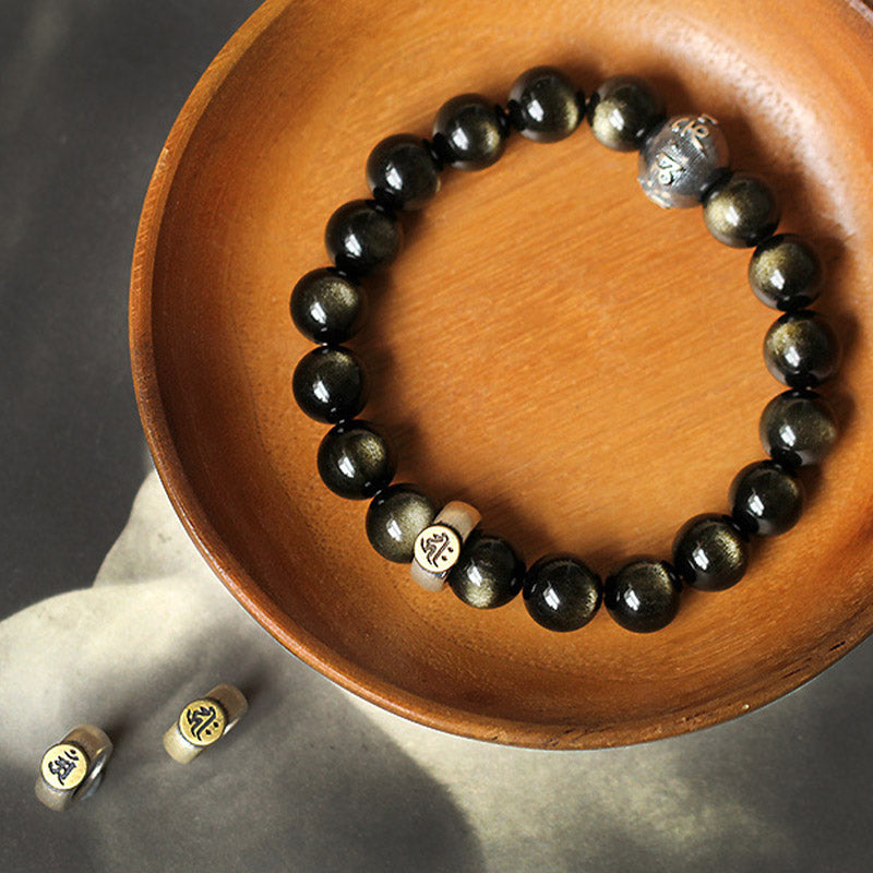 Buddha Stones Chinese dierenriem geboorte Boeddha Obsidiaan Armband - image 10
