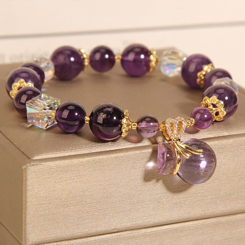 Buddha Stones Natuurlijke amethist kristallen geldzak bedeltje positieve Armband - image 2