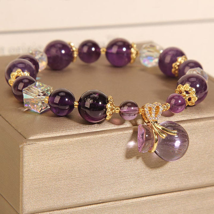 Buddha Stones Natuurlijke amethist kristallen geldzak bedeltje positieve Armband - image 2