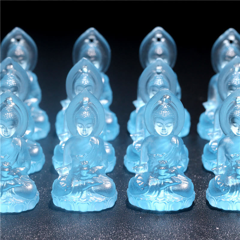 Buddha Stones Blauwe Tathagata Boeddha Geneeskunde Boeddha Liuli Crystal Serenity Amulet Ketting hanger - image 13