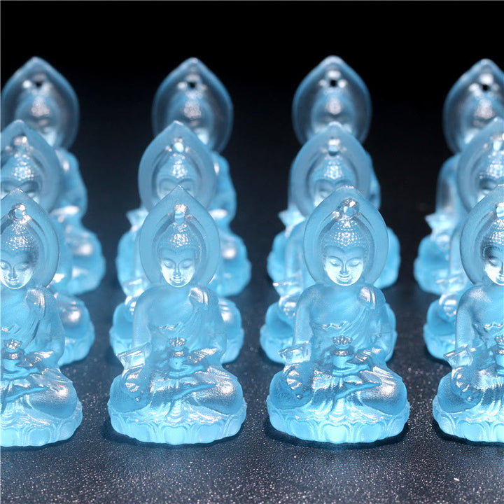 Buddha Stones Blauwe Tathagata Boeddha Geneeskunde Boeddha Liuli Crystal Serenity Amulet Ketting hanger - image 13