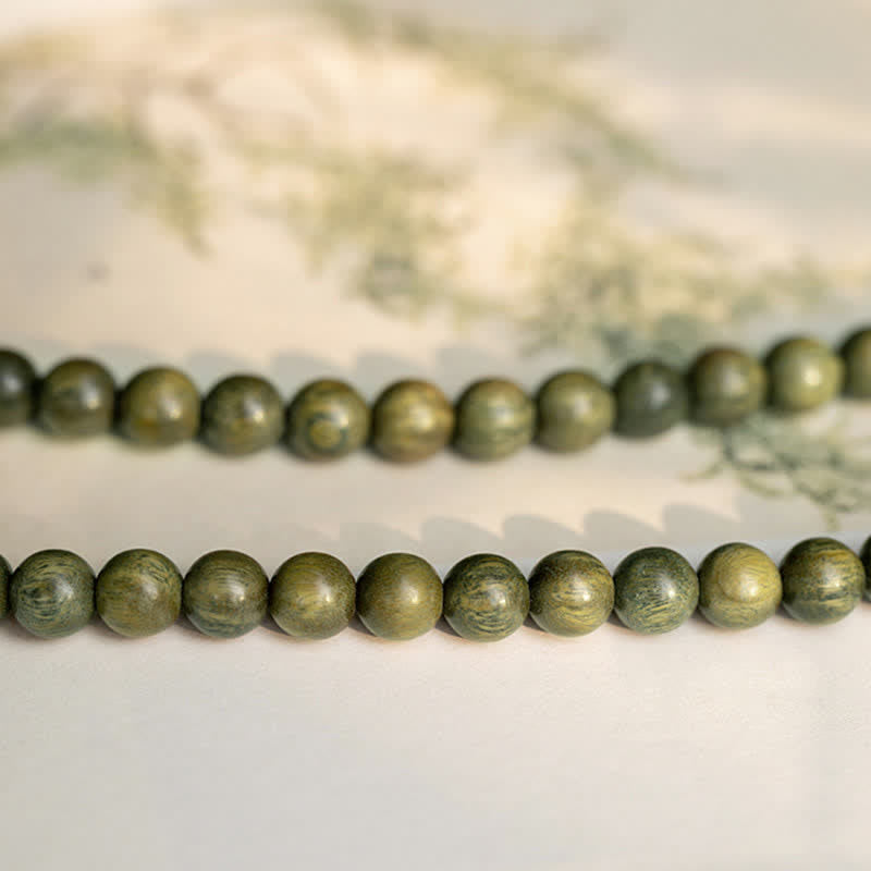 Buddha Stones Groene sandelhouten Armband met positieve boodschap en vredesmotief - image 13