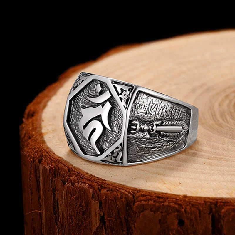 Buddha Stones Verstelbare Ring van 925 sterling zilver met gegraveerd Sanskriet-motief ter bescherming. - image 15