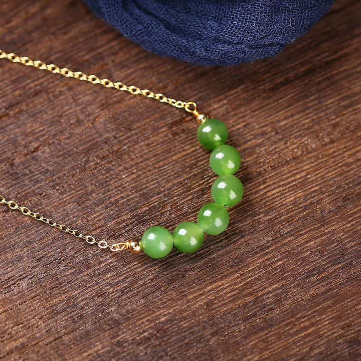 14k vergulde Hetian cyaan jade kralen Ketting - image 1