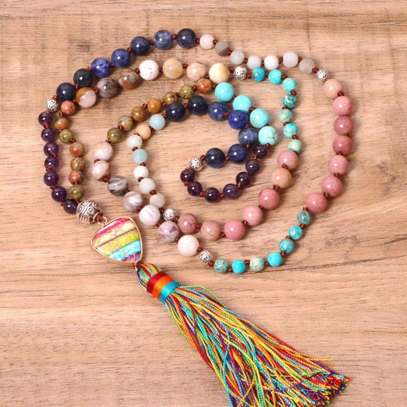 Buddha Stones Tibetaanse turkoois, lazuriet, lapis lazuli, zebra jaspis balans Ketting - image 1