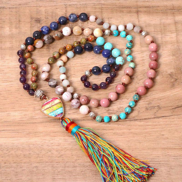 Buddha Stones Tibetaanse turkoois, lazuriet, lapis lazuli, zebra jaspis balans Ketting - image 1