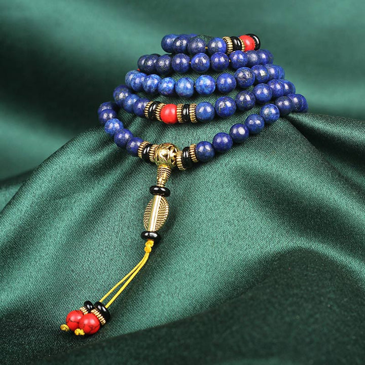 Buddha Stones Tibetaanse Mala Lapis Lazuli Lazuriet positieve Armband - image 2