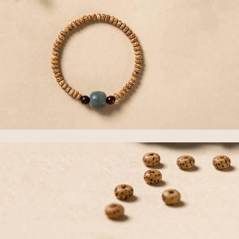 Buddha Stones Armband van Bodhizaad, kleine blaadjes en rood sandelhout. - image 10