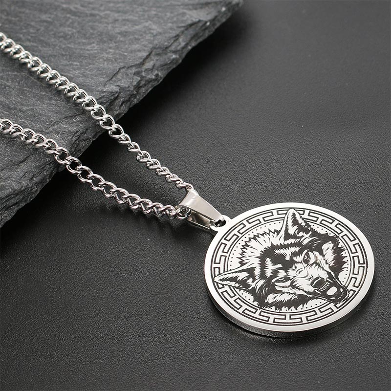 Buddha Stones Dierenvormige titanium stalen ketting met beschermende hanger - Zilveren Wolf - image 12