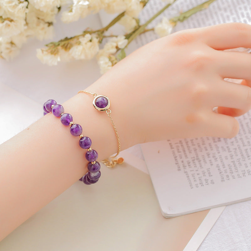Buddha Stones Zonnesteen Aardbeikwarts Kristal Positieve Armband - Amethist - image 6