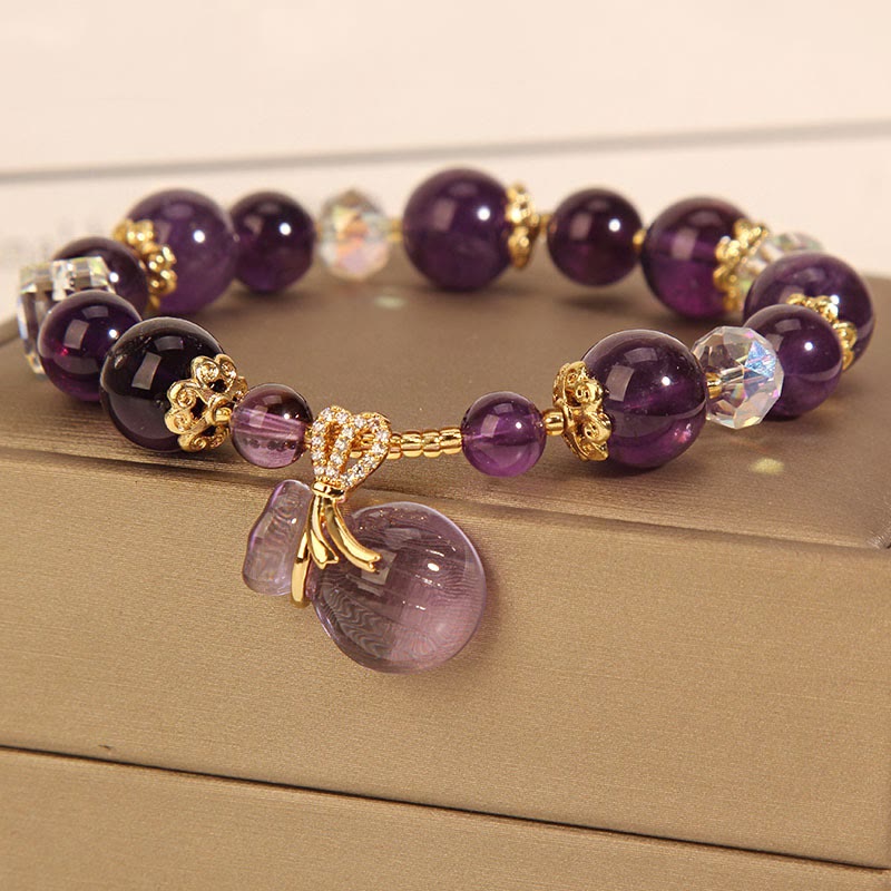 Buddha Stones Natuurlijke amethist kristallen geldzak bedeltje positieve Armband - image 3