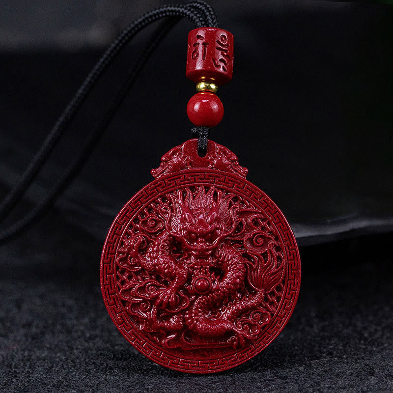 Buddha Stones Ketting met drakenbescherming, natuurlijke cinnaber, Jaar van de Draak - Draak (Geluk♥Kracht) - image 0