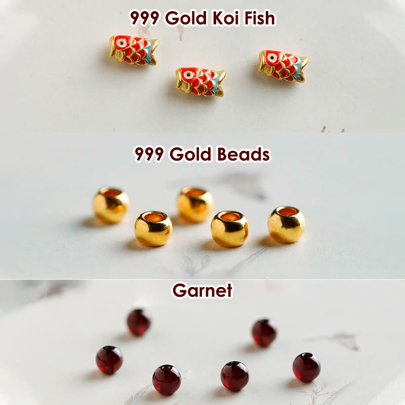 Buddha Stones 999 Gouden Koi Vis Armband met Natuurlijke Granaat - image 7
