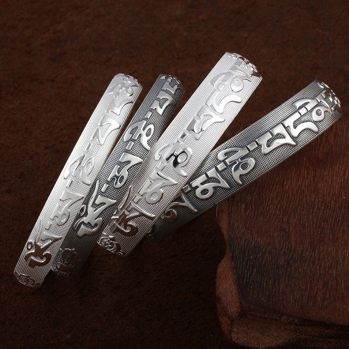 Buddha Stones Tibetaanse Sanskriet witte koperen meditatie- en Bangle-armband - image 1