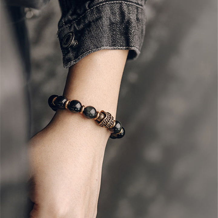 Buddha Stones Regenboog Obsidiaan Koper Liefde Helende Armband - image 7