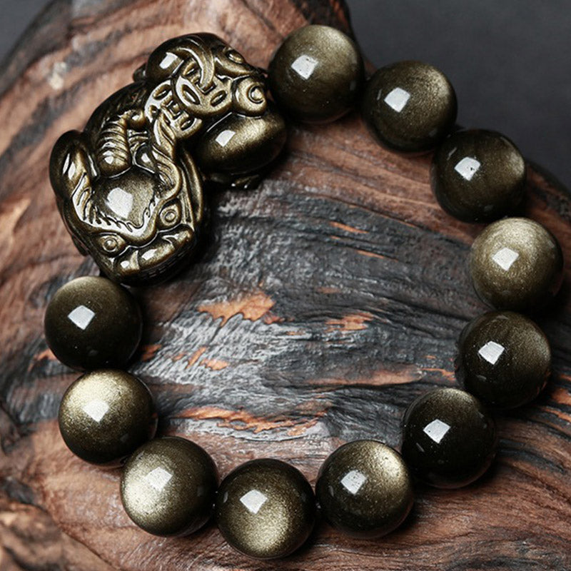 Feng Shui PiXiu Gouden Obsidiaan Armband - 18mm - image 0