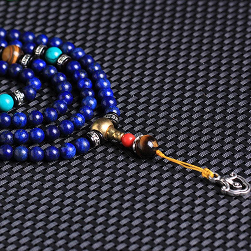 Buddha Stones 108 kralen Lazuriet Lapis Lazuli Positieve Armband Mala - image 3