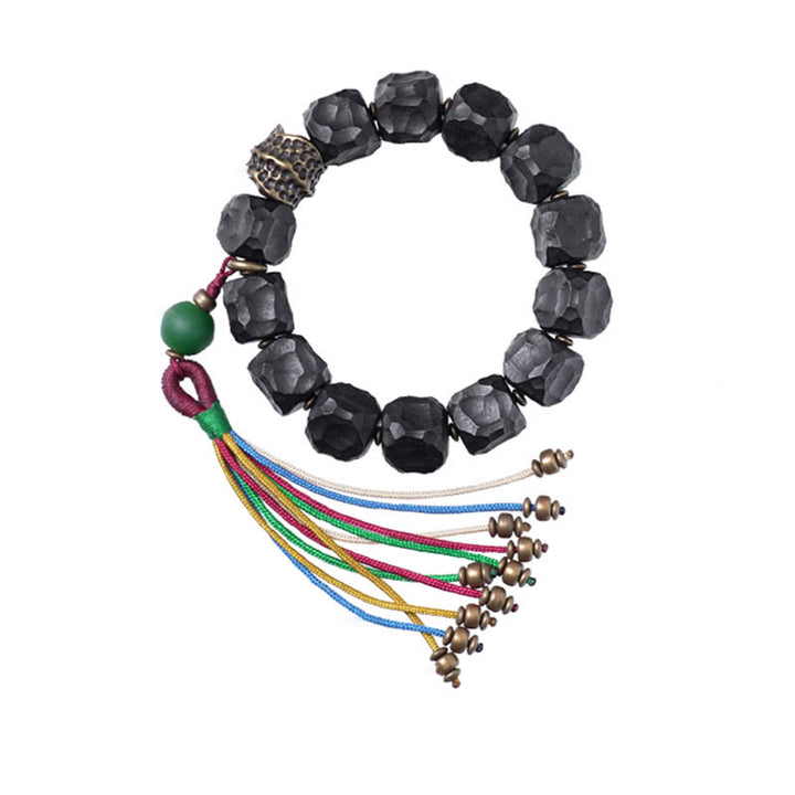Buddha Stones Armband ebbenhouten koperen vredeskwastje Pols Mala - image 13