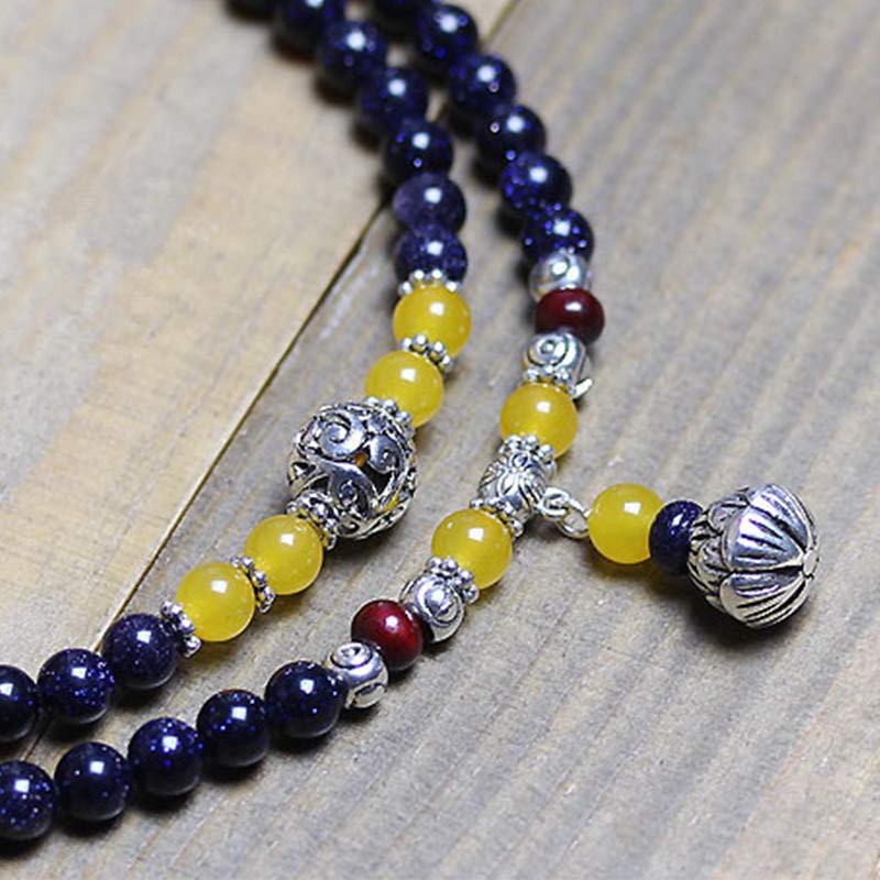 Buddha Stones Blauwe zandstenen Armband Mala - image 5