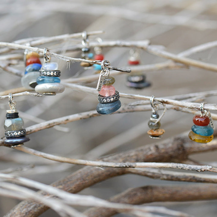 Buddha Stones Zen Cairn Labradoriet Diverse Kristallen Kalmerende Hanger Ketting - image 1