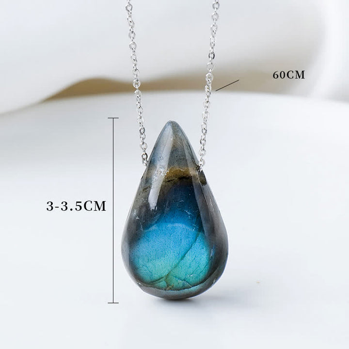 Buddha Stones Labradoriet waterdruppel ondersteunende helende Ketting - image 8