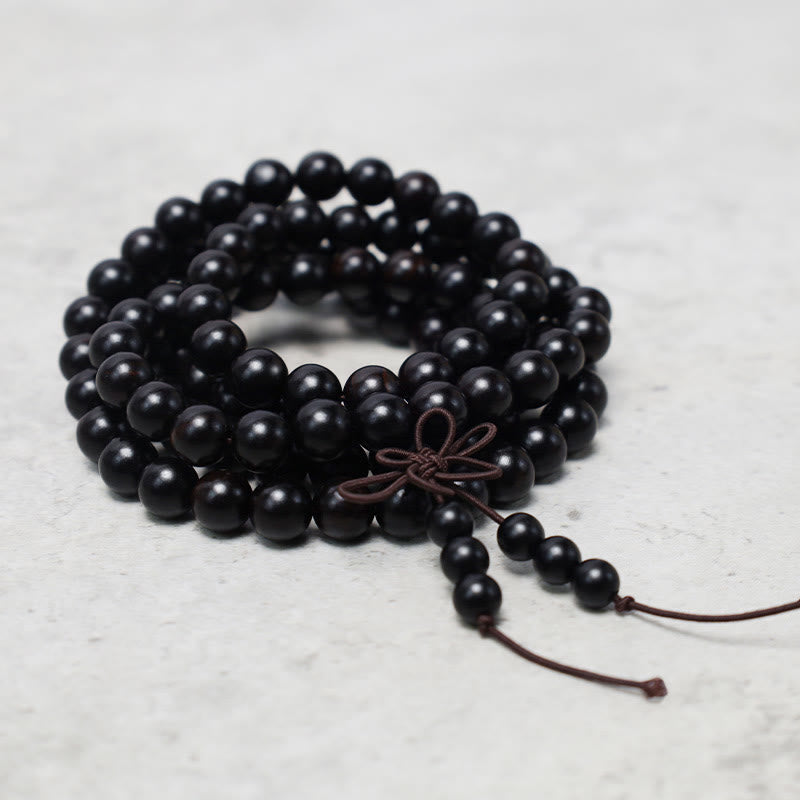 Buddha Stones 108 Mala kralen Armband voor gebed en meditatie, sandelhout, elastisch - image 8