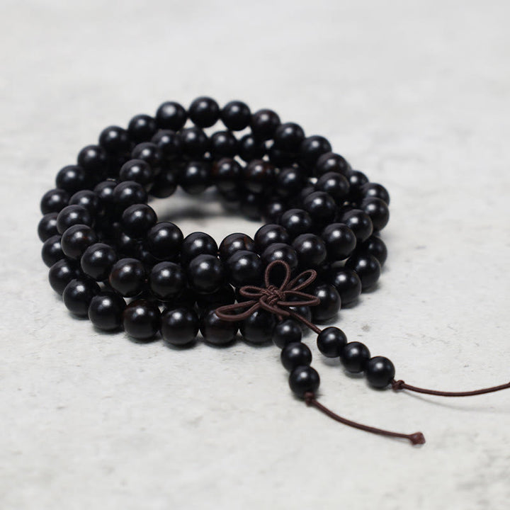 Buddha Stones 108 Mala kralen Armband voor gebed en meditatie, sandelhout, elastisch - image 8