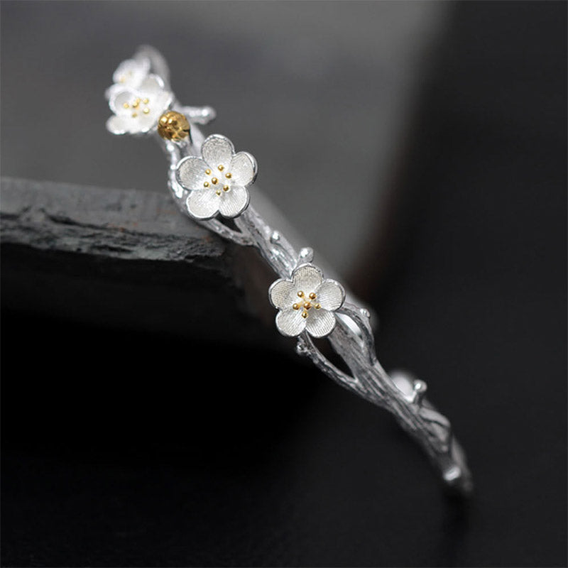 Buddha Stones Verstelbare Armband met pruimenbloemmotief van 925 sterling zilver - Pruimenbloem - image 7