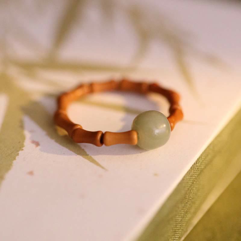 Buddha Stones Hetian jade kralen bamboe Ring - Hetian Jade (Welvaart ♥ Overvloed) - image 0