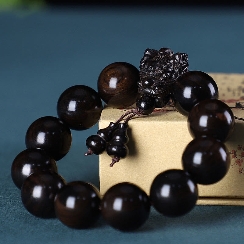 Buddha Stones Rozenhout, groene sandelhout, kleine bladeren, rode sandelhout, draak, gesneden Armband - Afrikaans zwart hout - image 16