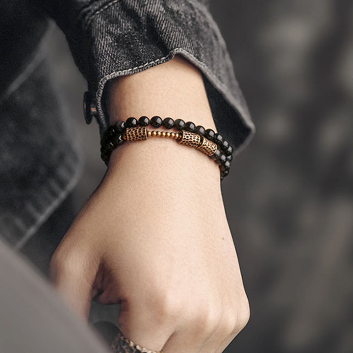 Buddha Stones Regenboog Obsidiaan Koperen Liefde Dubbele Armband - image 8