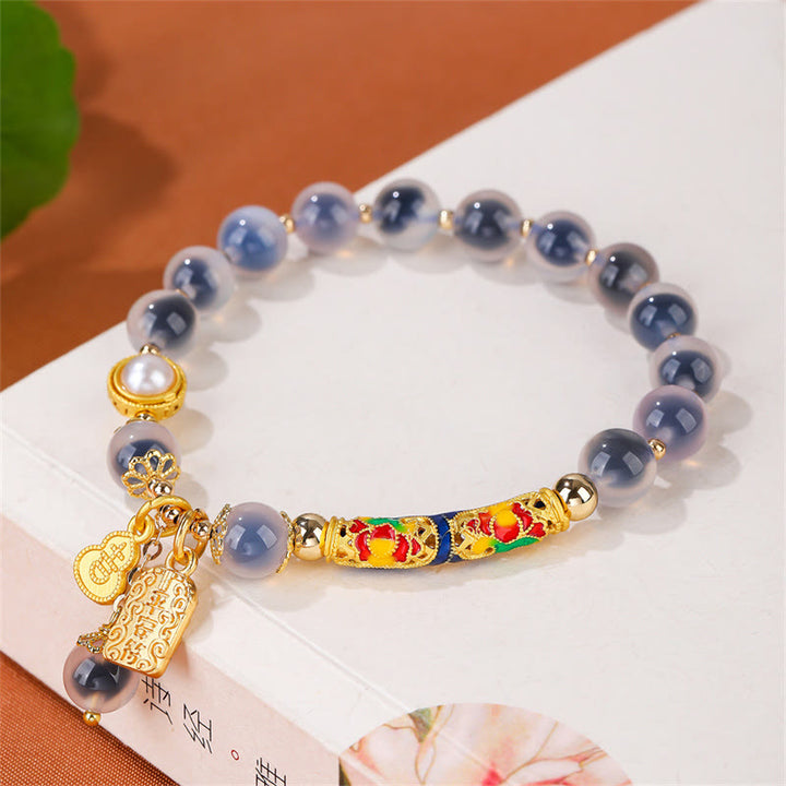 Buddha Stones Natuurlijke blauwe snoepagaat amulet Armband - image 2