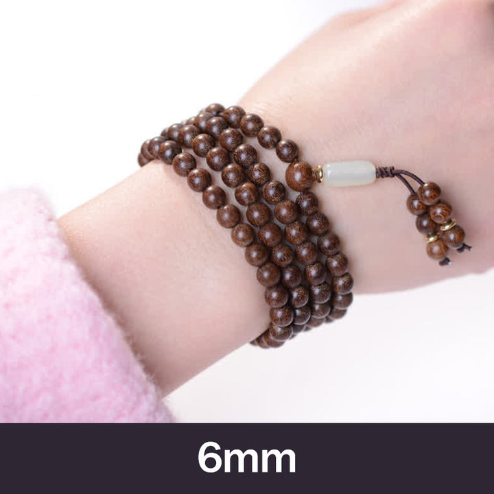 Buddha Stones 108 Mala kralen, rozenhout, jade, rustgevende Armband - 6mm - image 3