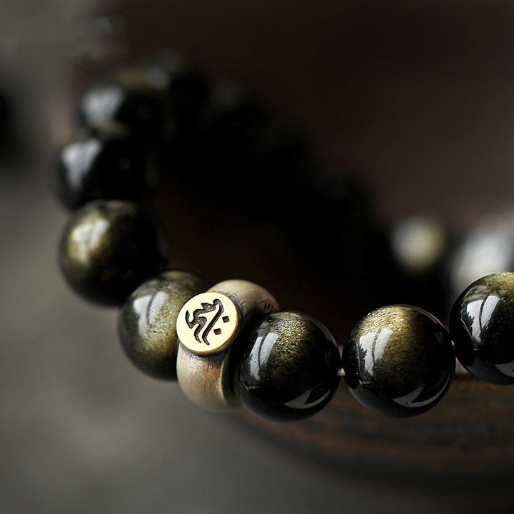 Buddha Stones Chinese dierenriem geboorte Boeddha Obsidiaan Armband - image 12