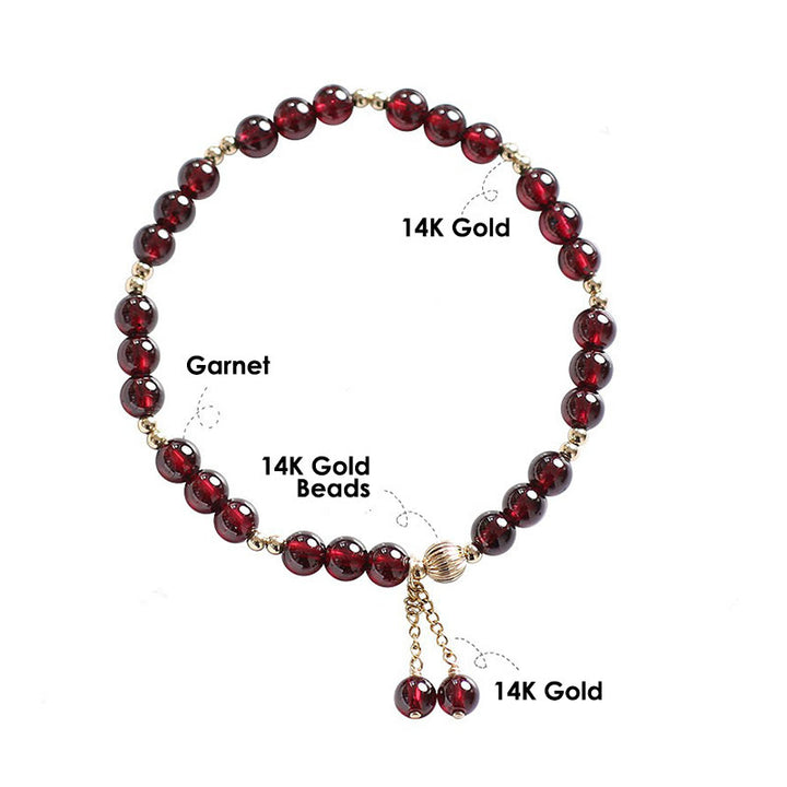 Buddha Stones 14K vergulde legering armband met natuurlijke granaat - image 9
