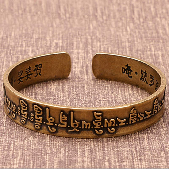 Buddha Stones Tibetaanse Mahāpratisarā Mantra Sanskriet Koper Messing Genezende Bangle-armband - image 1