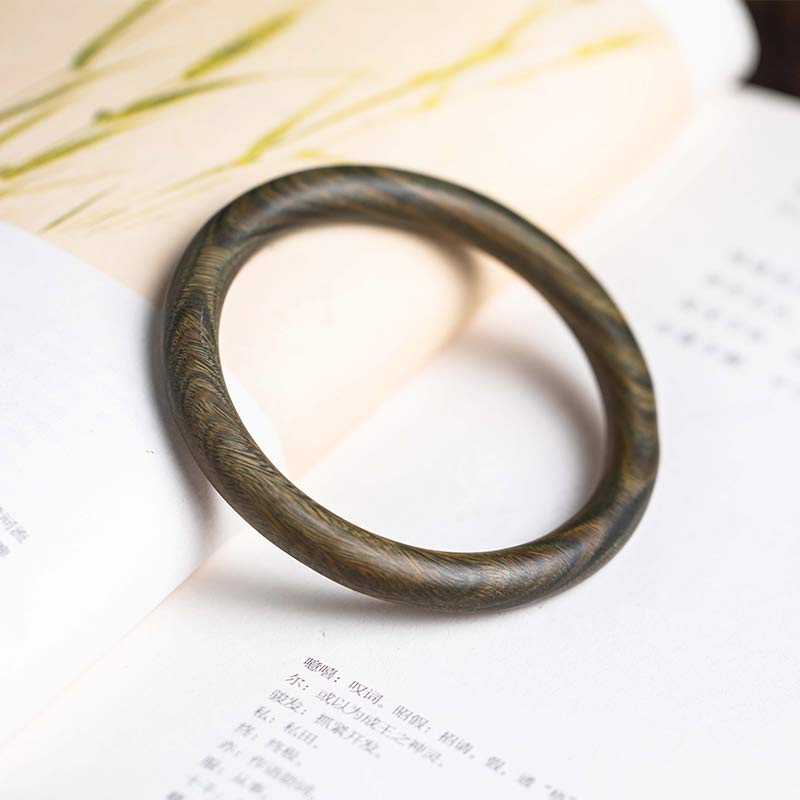 Buddha Stones Tibetaanse armband met kleine blaadjes, rood sandelhout en ebbenhout , Bangle-armband - Groen sandelhout - 64 mm - image 18