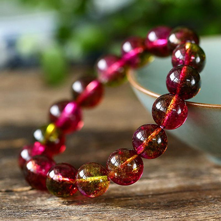 Buddha Stones Armband van natuurlijke toermalijn met symbool voor liefde en wijsheid - image 1