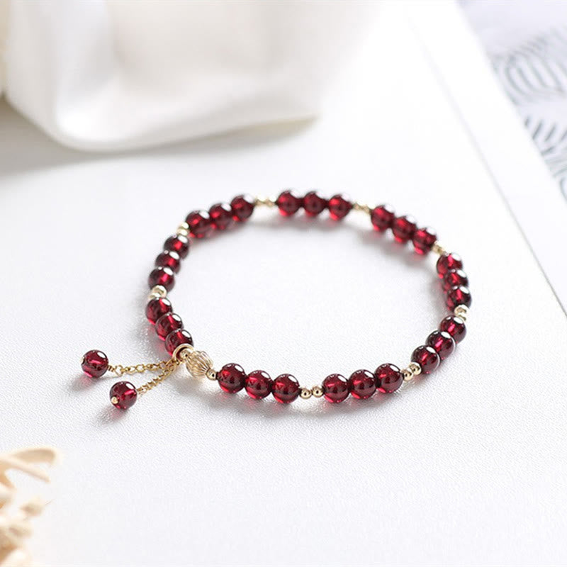 Buddha Stones 14K vergulde legering armband met natuurlijke granaat - Granaat (Zuivering♥Bescherming) - image 0