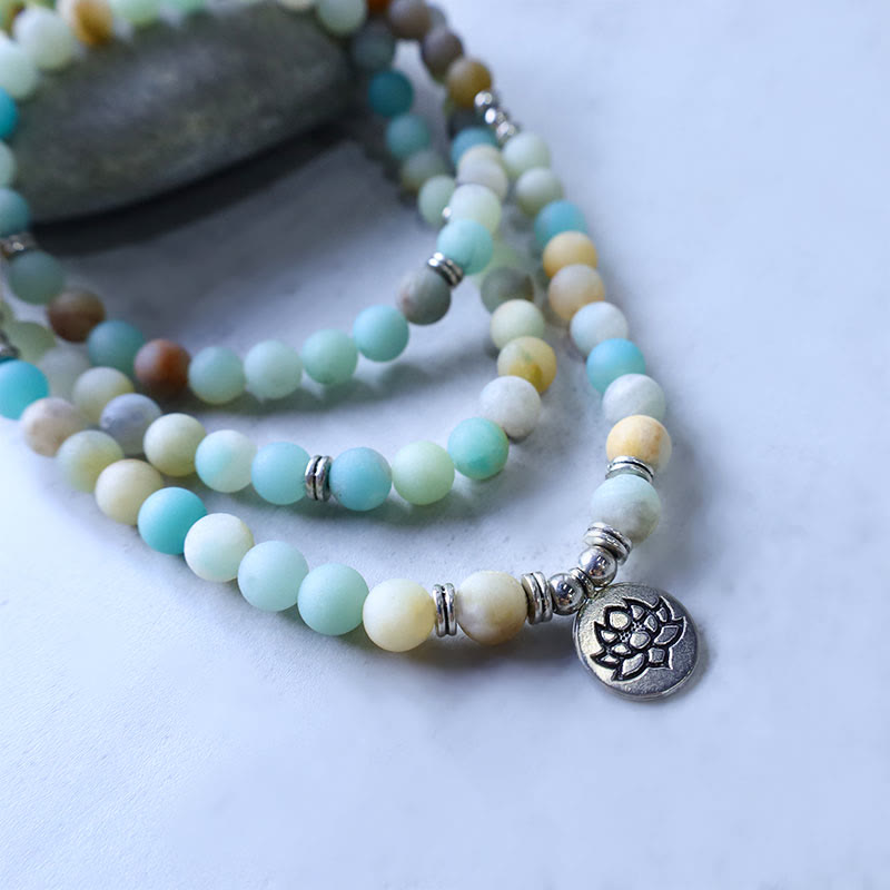 Buddha Stones Tibetaanse Amazonietsteen Zegen Lotus Mala - image 4