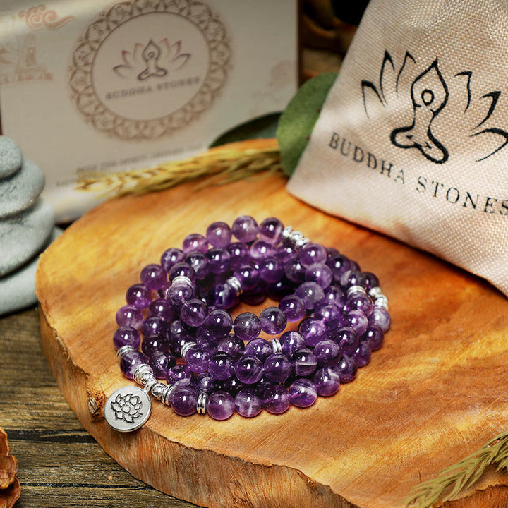 Buddha Stones Natuurlijke amethist zuiveringsmala - Armband - image 3
