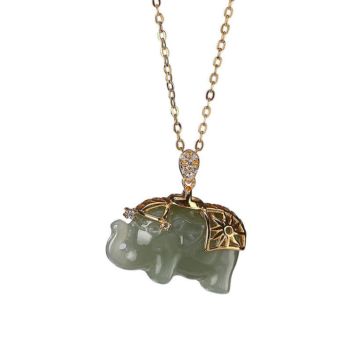 Buddha Stones Ketting met jade olifantje, symbool voor geluk en zegen. - image 8