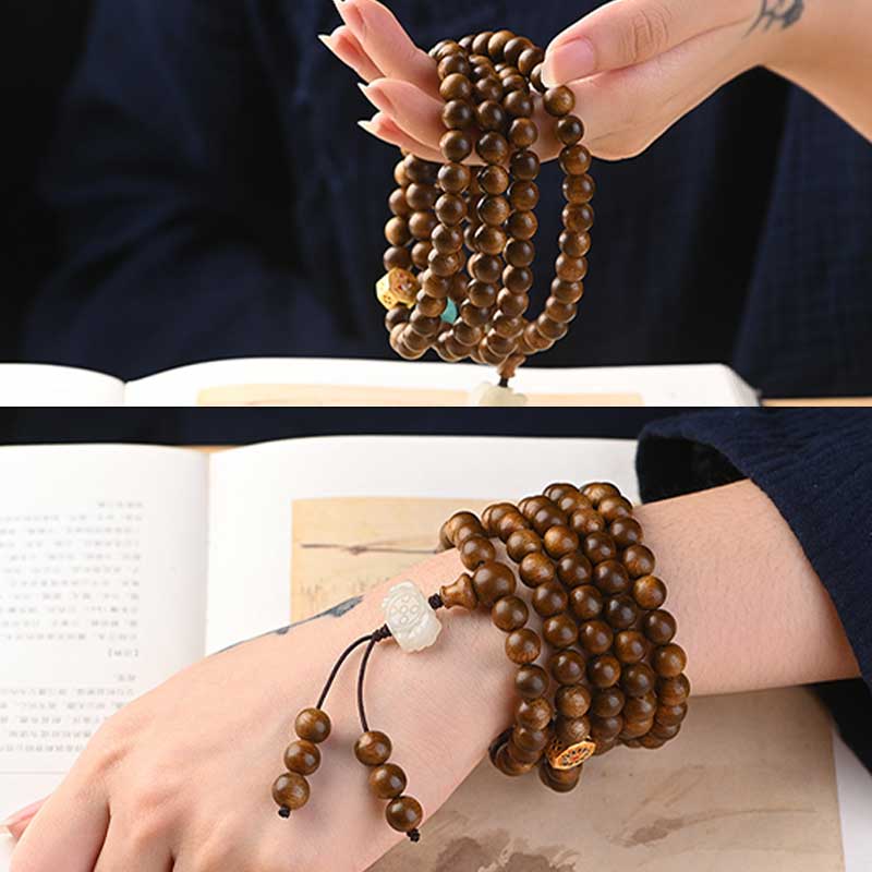 Buddha Stones Tibetaanse rozenhouten beschermende kalmerende Armband (Mala) - image 19