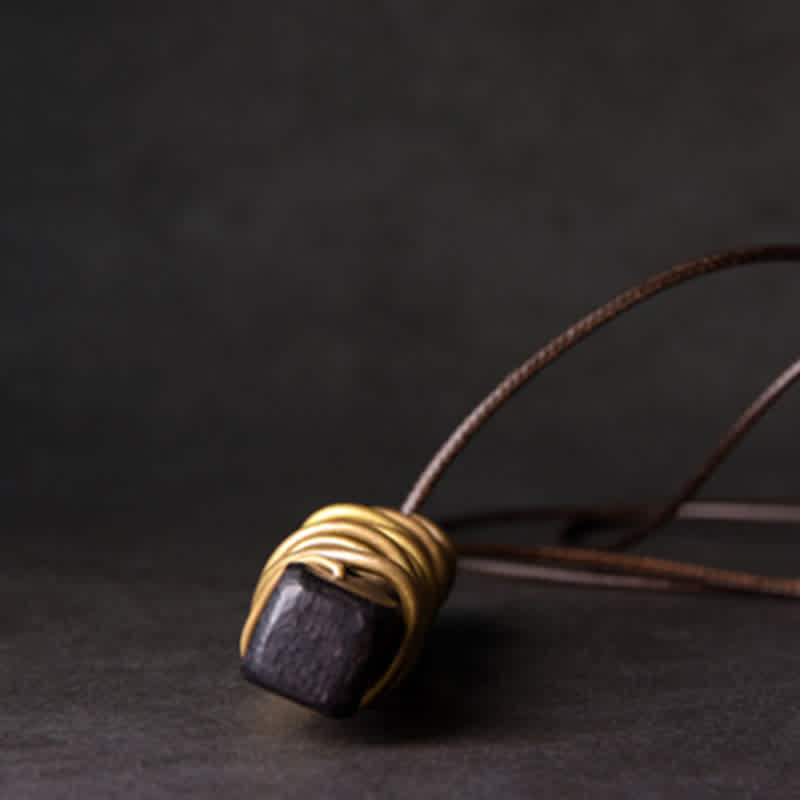 Buddha Stones Halskettinghanger van Tibetaans ebbenhout en messing met balans- en Ketting - image 9