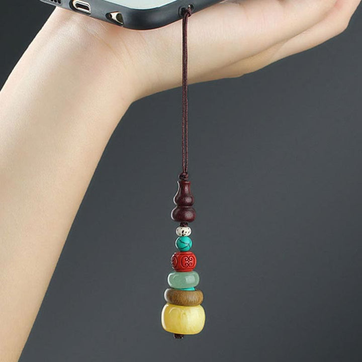 Groene sandelhout ebbenhouten kalebas zevenlaagse pagode positieve Telefoonhanger decoratie - image 3