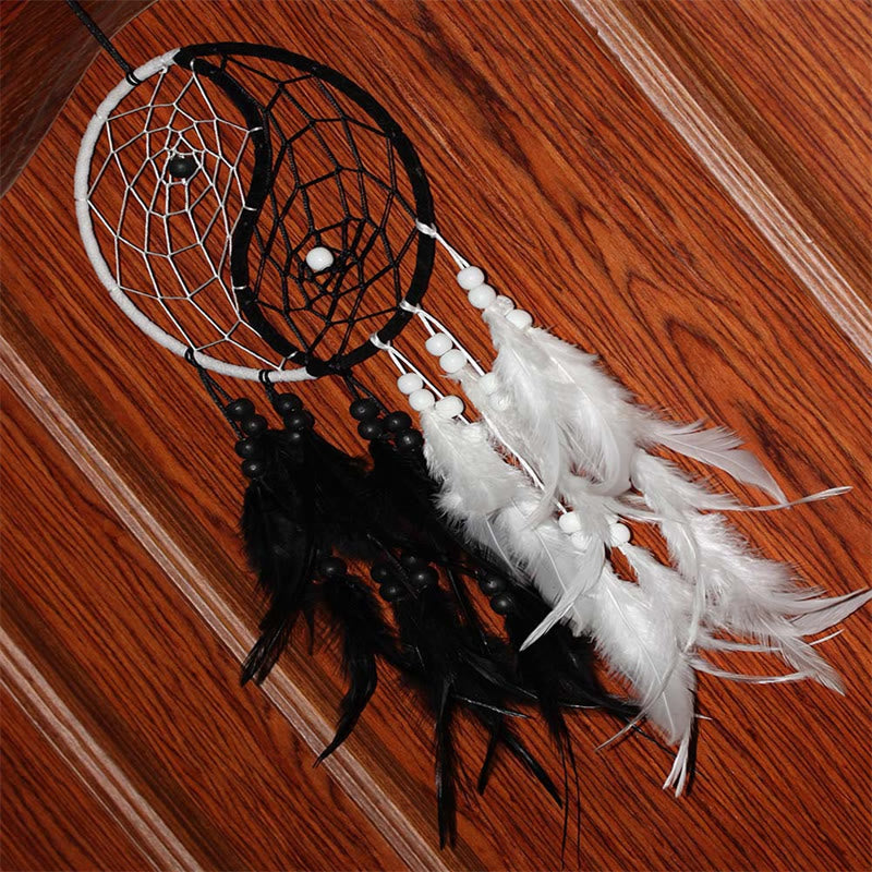 Yin Yang dromenvanger rond net met veren, balansdecoratie - image 9