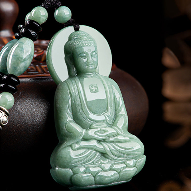 Buddha Stones Amitabha Boeddha Jade Amulet Compassie Ketting - image 1