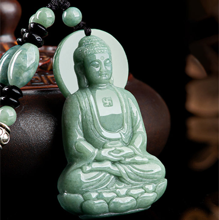 Buddha Stones Amitabha Boeddha Jade Amulet Compassie Ketting - image 1