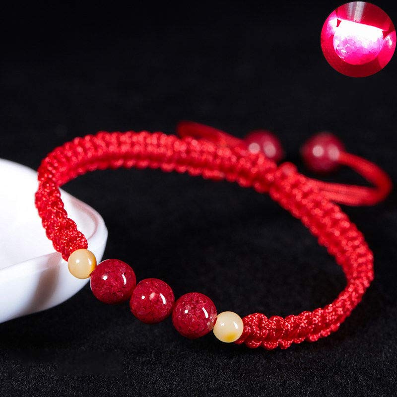 Buddha Stones Cinnabar Blessing Rode Armband met Koord voor Kinderen - Rood (Polsomtrek 14 cm) - 6mm* 8mm - image 5