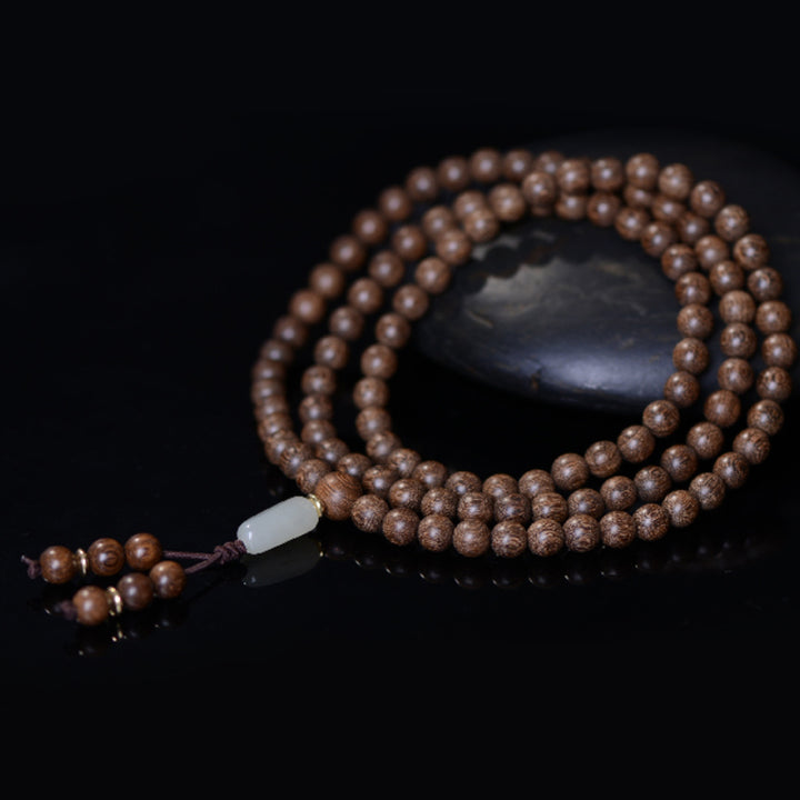 Buddha Stones 108 Mala kralen, rozenhout, jade, rustgevende Armband - image 1